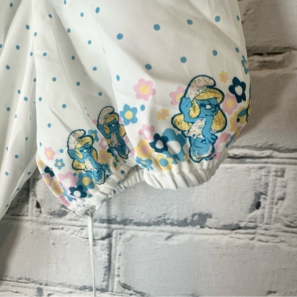 Unique Vintage x The Smurfs NEW Retro Polka Dot Blouse Top 1X/16 White Kidcore - Picture 4 of 12